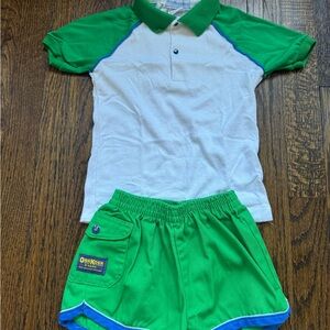 VINTAGE OshKosh B'gosh Green White Polo Shirt (sz 6) and Green Shorts (sz 5) Set